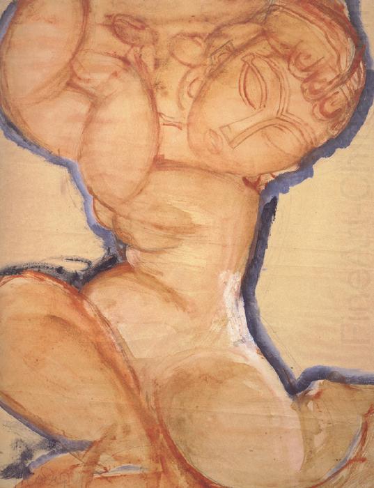 Rose Caryatid with Blue Border (mk39), Amedeo Modigliani